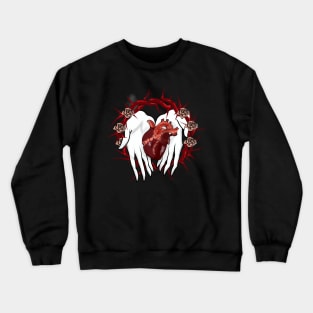 human heart in woman's hands Crewneck Sweatshirt